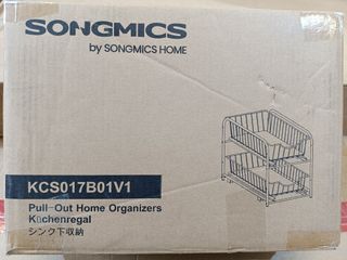 SONGMICS Organizador de cocina, Estantería de 2 Niveles Extraíbles para Armario, Organizador Apilable bajo el Fregadero con Cajones, para Cocina, Baño, Negro Tinta KCS017B01V1