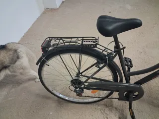 Bicicleta de paseo gris con cesta