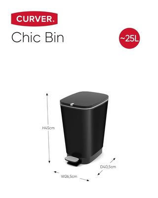 Cubo basura Curver Chic Bin pedal 25L negro