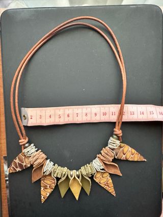 Collare etnico donna in pelle marrone multicolore