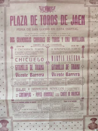 Cartel Plaza de Toros de Jaén 1928