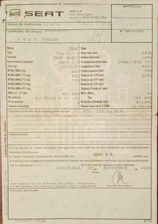 SEAT Inca 2002 uso particular, 142000km