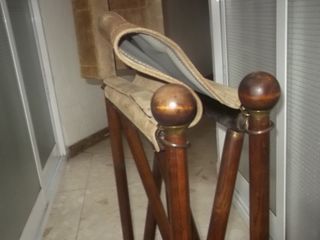 Silla Plegable Vintage Madera y Ante