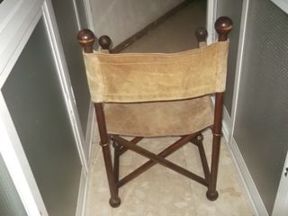 Silla Plegable Vintage Madera y Ante