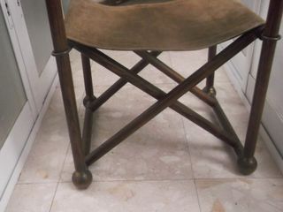 Silla Plegable Vintage Madera y Ante