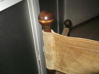 Silla Plegable Vintage Madera y Ante