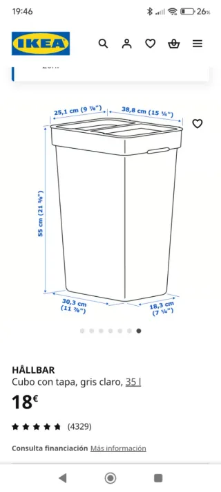 Cubo reciclaje Ikea Hallbar 35L