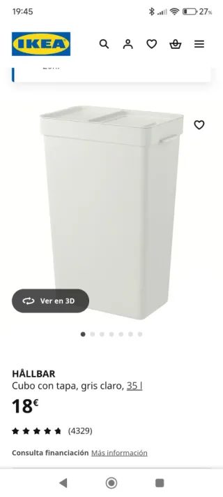 Cubo reciclaje Ikea Hallbar 35L