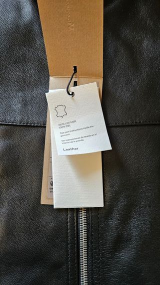 Cazadora Piel Ovino Massimo Dutti Negra Nueva