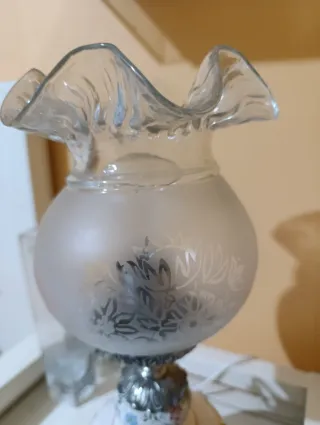 Lámpara Vintage Cerámica Metal Cristal