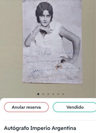 Autógrafo Imperio Argentina