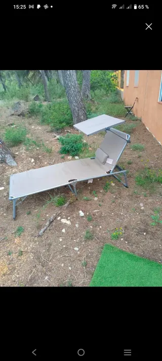 Tumbona plegable beige y gris