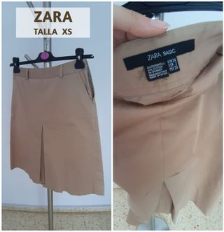 Falda Zara Talla XS Beige Midi