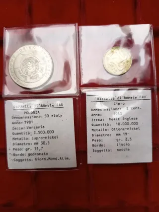 Lotto 5 Monete FAO: Polonia, Cipro, Islanda, Urugu