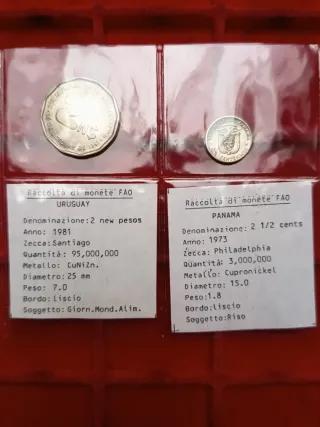 Lotto 5 Monete FAO: Polonia, Cipro, Islanda, Urugu