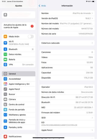iPad Pro 11” 3ª Generación 256GB WiFi + SIM