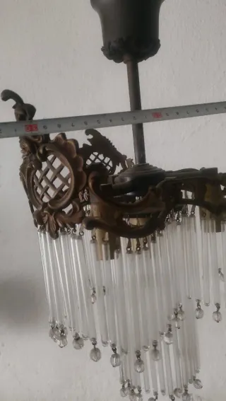 Lámpara antigua metal y cristal estilo modernista