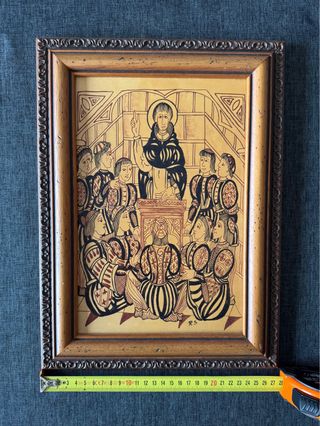 Pintura Socarrat Escena Medieval Marco