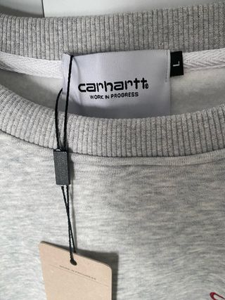 Sudadera Carhartt Gris Logo Bordado