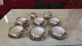 Juego de té porcelana multicolor