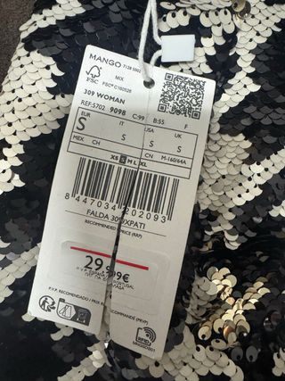 Falda Mango lentejuelas S