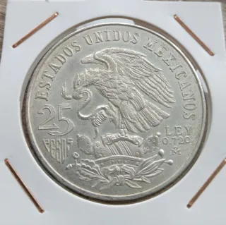 Moneda Plata 25 Pesos México 1968