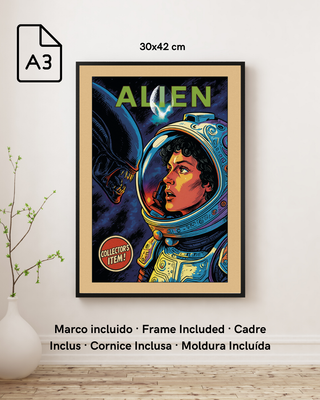 Cuadro ALIEN Cómic Vintage A3 80s