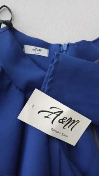 Vestido fiesta azul manga larga