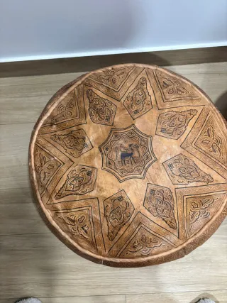 Puff/sofa/asiento Marroquí Cuero Beige y Marrón