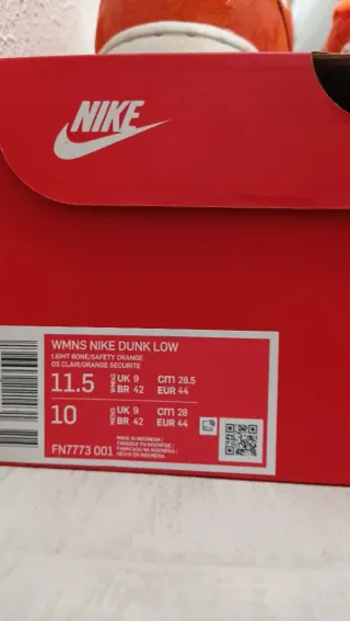 Nike Dunk Low Naranja y Blanco Talla 44