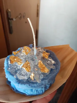 Velas artesanales tipo geoda aromáticas decoradas