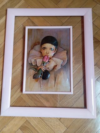 Cuadro Arlequín con Rosa y Marco Rosa