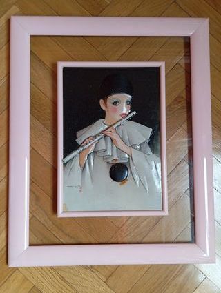 Cuadro Arlequín con Flauta y Marco Rosa