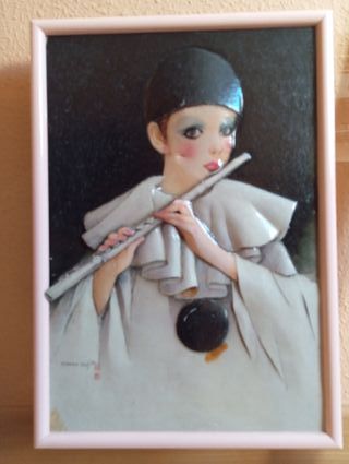 Cuadro Arlequín con Flauta y Marco Rosa