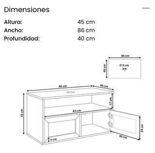 Mueble baño suspendido madera y ratán