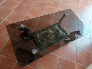 Mesa Centro Antigua Caballos Marinos Cristal