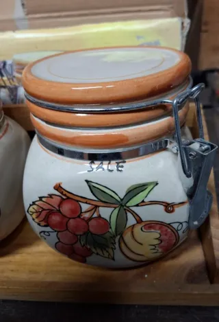 Set 3 Barattoli Ceramica Zucchero, Caffè, Sale