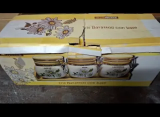 Set 3 Barattoli Ceramica Zucchero, Caffè, Sale