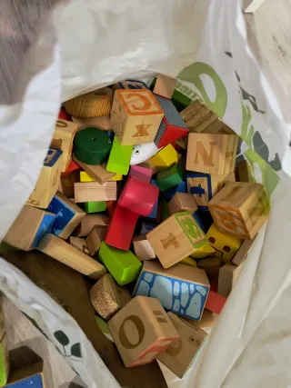 Bolsa Juguetes Bloques Madera Construcción