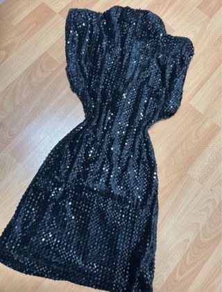 Vestido lentejuelas negro talla S