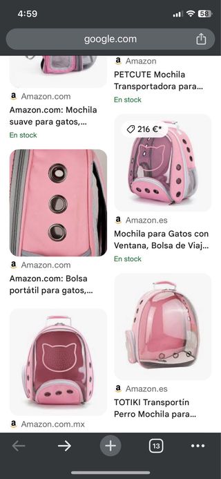 Mochila Transportín Mascota Rosa y Gris