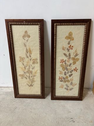 Set 2 Cuadros Flores Secas Beige y Marrón