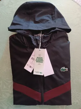 Sudadera Lacoste Negra con Cremallera y Detalles R