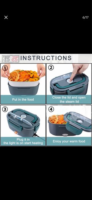 Fiambrera Eléctrica Calentador Comida 1.5L