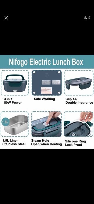 Fiambrera Eléctrica Calentador Comida 1.5L