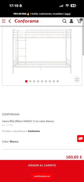 Litera Conforama MAGIC V 90x190cm con colchón