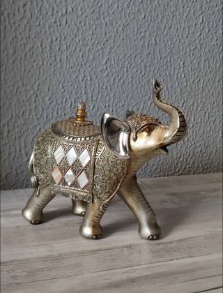 Elefante Decoración Dorado y Plateado