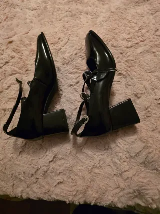 Zapatos Mary Jane Tacón Negro Talla 37