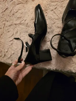 Zapatos Mary Jane Tacón Negro Talla 37