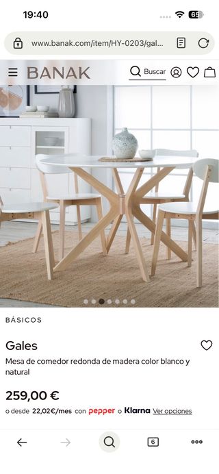 pack Mesa redonda blanca/madera y 4 sillas ratán